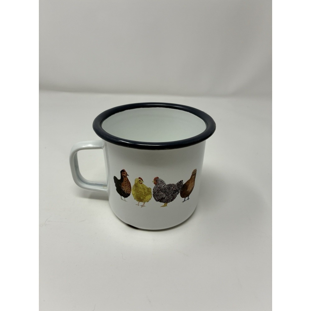 Outdoors Enamelware Mug Bundle Blue Speckle & Chicken Hen Farmhouse Mugs‎ - Picture 5 of 9
